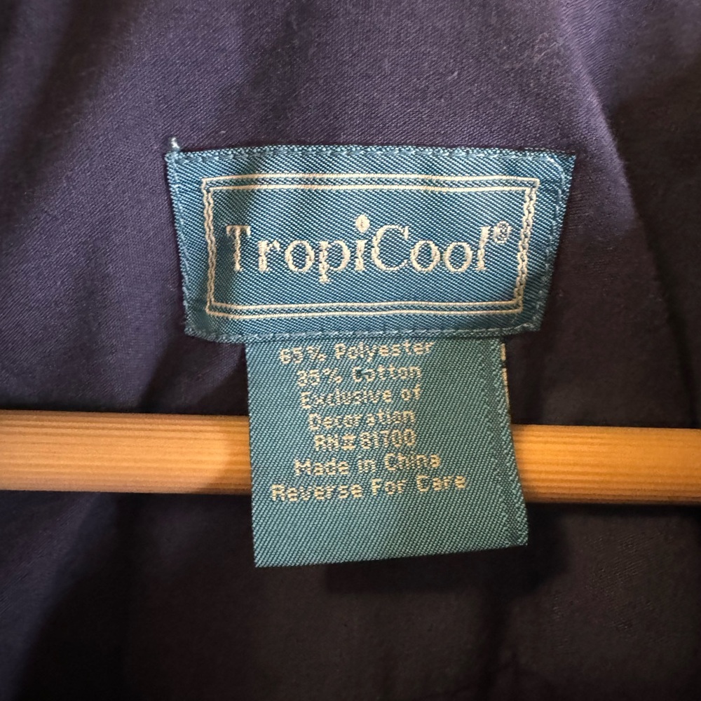 TropiCool Men’s Large Casual Button Down Embroidered Blue Pockets - Picture 5 of 6